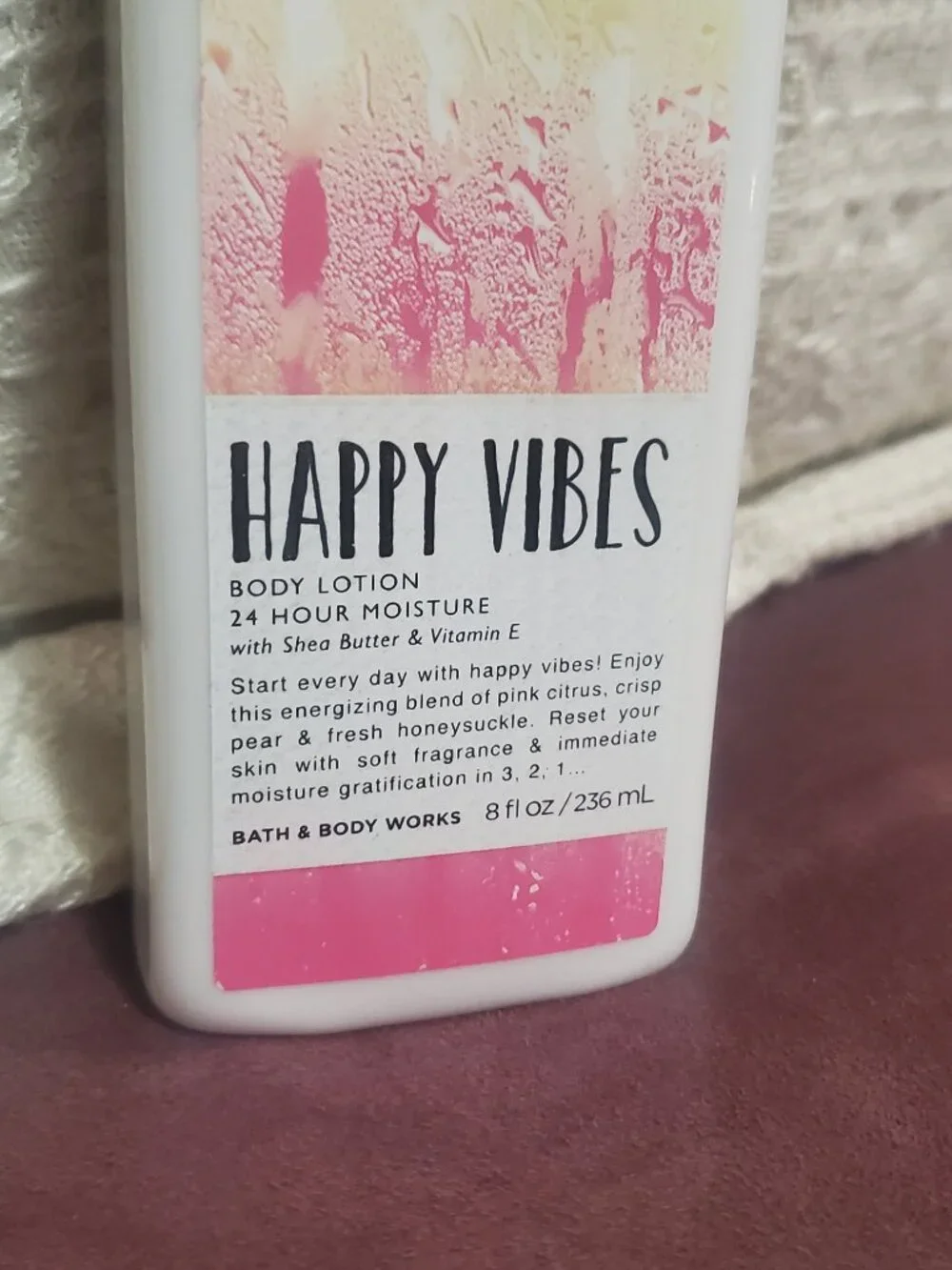 Bath and Body Works Happy Vibes 8 oz Body Lotion OG Square Bottle NEW